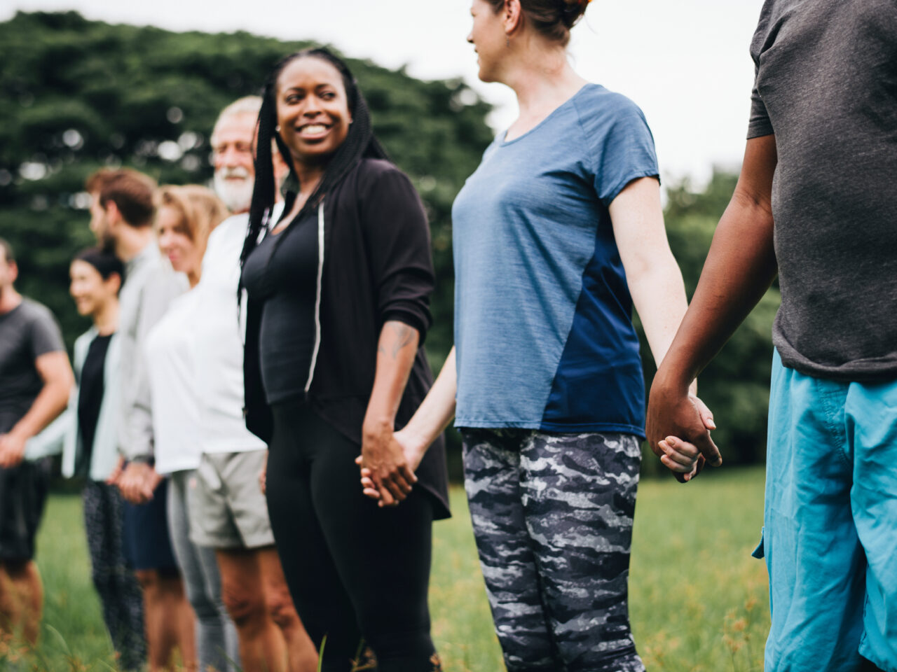 Happy healthy people enjoying a day in the park.